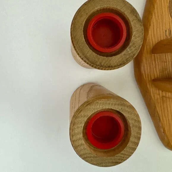 Vintage MCM Wooden Napkin Holder Salt & Pepper Shakers Farmhouse Cottege - Picture 11 of 15